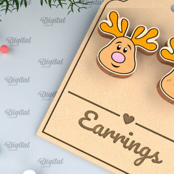 Intra απο ξύλο plywood  Χρώμα wenge 3mm-4mm πάχος - Χριστουγεννιάτικα ξύλινα σκουλαρίκια με λέιζερ Δίασταση 3x3 cm INTRAFABR-87202825 - Image 1