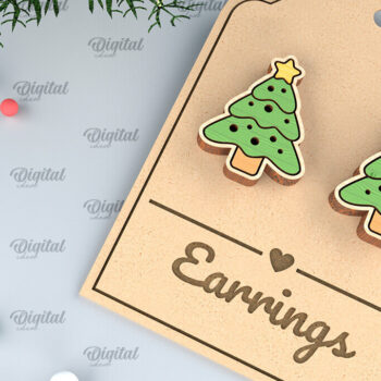 Intra απο ξύλο plywood Χρώμα wenge 3mm-4mm πάχος - Χριστουγεννιάτικα ξύλινα σκουλαρίκια με λέιζερ Δίασταση 3x3 cm INTRAFABR-87202900 - Image 1