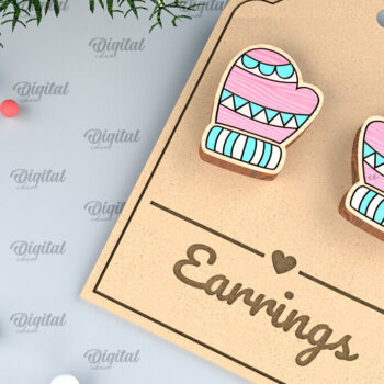 Intra απο ξύλο plywood Χρώμα wenge 3mm-4mm πάχος - Χριστουγεννιάτικα ξύλινα σκουλαρίκια με λέιζερ Δίασταση 3x3 cm INTRAFABR-87202980 - Image 1