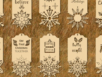 Intra απο ξύλο plywood Χρώμα wenge 3mm-4mm πάχος - Χριστουγεννιάτικη ξύλινη ετικέτα δώρου bundle1100 Δίασταση 15x15 cm INTRAFABR-87203185 - Image 2