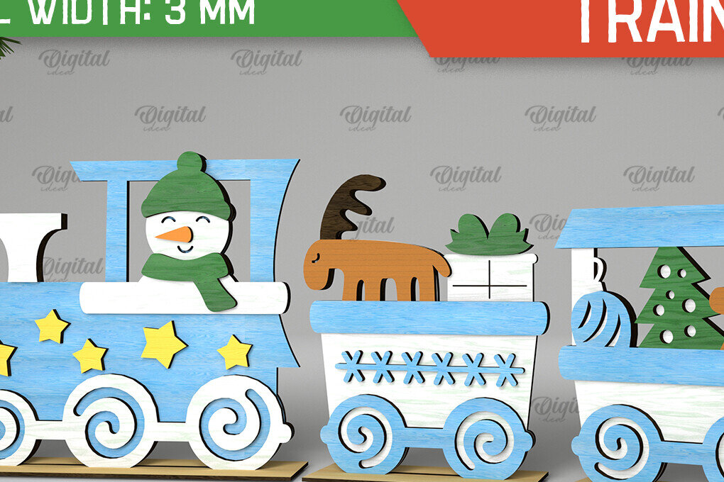 Intra απο ξύλο plywood  Χρώμα wenge 3mm-4mm πάχος - Χριστουγεννιάτικο ξύλινο τρένο με λέιζερ Δίασταση 15x15 cm INTRAFABR-52452452