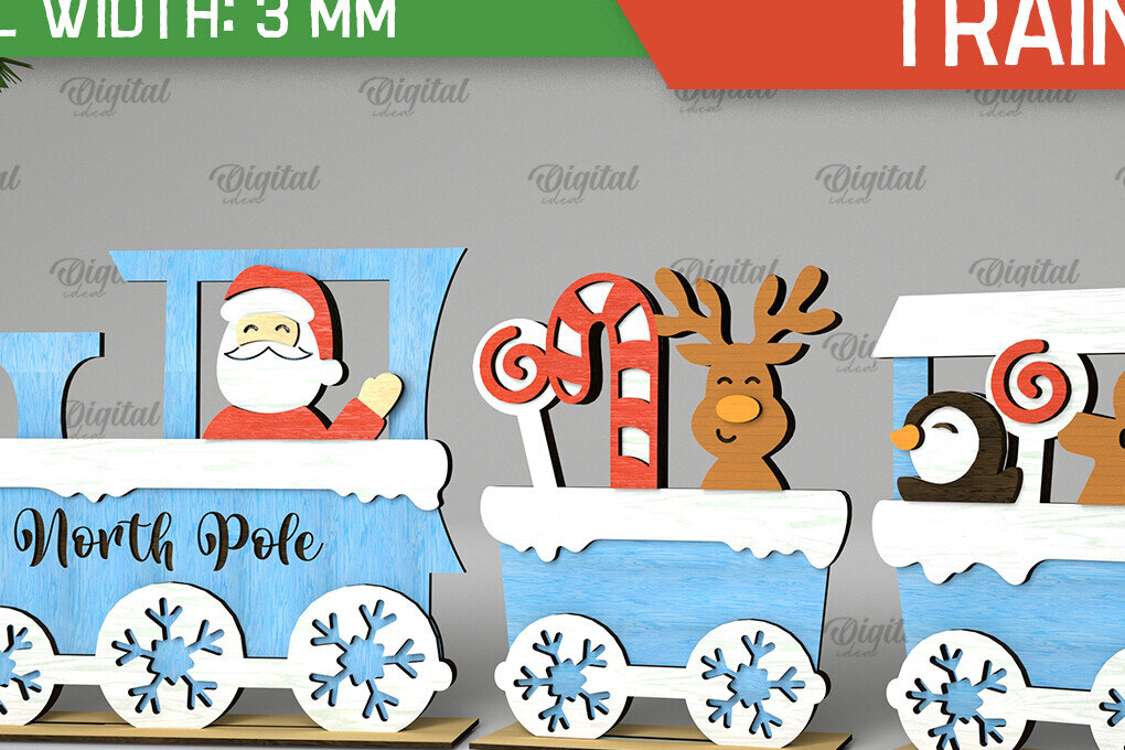 Intra απο ξύλο plywood  Χρώμα wenge 3mm-4mm πάχος - Χριστουγεννιάτικο ξύλινο τρένο με λέιζερ Δίασταση 15x15 cm INTRAFABR-69143832