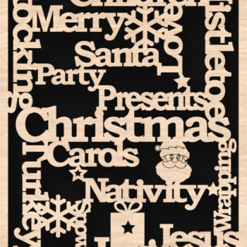 Intra απο ξύλο plywood  Χρώμα wenge 3mm-4mm πάχος - Χριστούγεννα λέξη Κολάζ λέιζερ κομμένα σημάδι Δίασταση 4x4 cm INTRAFABR-101848486 - Image 1