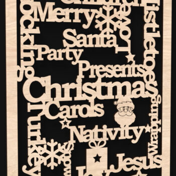 Intra απο ξύλο plywood  Χρώμα wenge 3mm-4mm πάχος - Χριστούγεννα λέξη Κολάζ λέιζερ κομμένα σημάδι Δίασταση 4x4 cm INTRAFABR-101848486 - Image 2