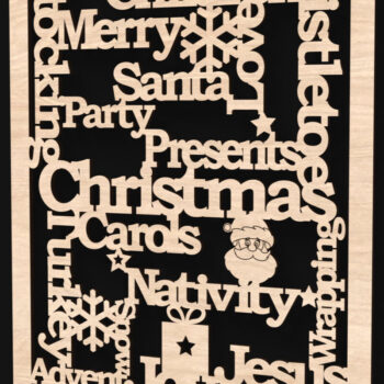 Intra απο ξύλο plywood  Χρώμα wenge 3mm-4mm πάχος - Χριστούγεννα λέξη Κολάζ λέιζερ κομμένα σημάδι Δίασταση 4x4 cm INTRAFABR-101848486 - Image 3