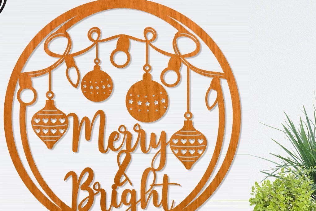 Intra απο ξύλο plywood  Χρώμα wenge 3mm-4mm πάχος - Χριστουγεννιάτικο στεφάνι 2 - Eps Ai Png Pdf Δίασταση 30x20 cm INTRAFABR-52453092