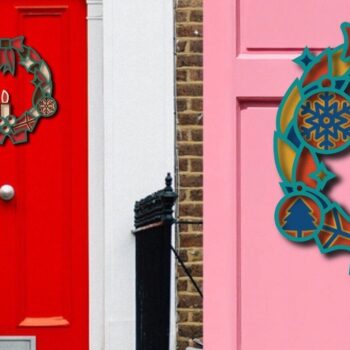 Intra απο ξύλο plywood  Χρώμα wenge 3mm-4mm πάχος - Χριστουγεννιάτικο στεφάνι 3D, Στολίδι Μάνταλα Δίασταση 6x6 cm INTRAFABR-52453928 - Image 2