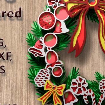 Intra απο ξύλο plywood  Χρώμα wenge 3mm-4mm πάχος - με λέιζερ 3D Χριστουγεννιάτικο στεφάνι Δίασταση 82x11 cm INTRAFABR-71452599 - Image 1