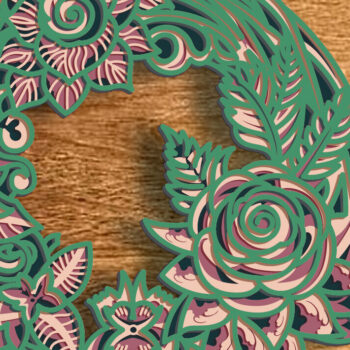 Intra απο ξύλο plywood Χρώμα wenge 3mm-4mm πάχος - Χριστουγεννιάτικο στεφάνι 3D Zentangle Files Δίασταση 30x20 cm INTRAFABR-52454023 - Image 1