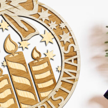 Intra απο ξύλο plywood  Χρώμα wenge 3mm-4mm πάχος - Χριστουγεννιάτικο στεφάνι διακοσμητικό πρότυπο Δίασταση 16x19 cm INTRAFABR-52454333 - Image 3