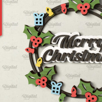 Intra απο ξύλο plywood  Χρώμα wenge 3mm-4mm πάχος - Χριστουγεννιάτικο στεφάνι πόρτας πινακίδα Δίασταση 15x15 cm INTRAFABR-52454401 - Image 1