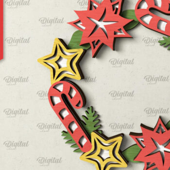 Intra απο ξύλο plywood  Χρώμα wenge 3mm-4mm πάχος - Χριστουγεννιάτικο στεφάνι πόρτας πινακίδα Δίασταση 15x15 cm INTRAFABR-71455019 - Image 1