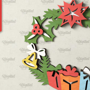 Intra απο ξύλο plywood  Χρώμα wenge 3mm-4mm πάχος - Χριστουγεννιάτικο στεφάνι πόρτας πινακίδα Δίασταση 15x15 cm INTRAFABR-71455267