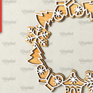 Intra απο ξύλο plywood  Χρώμα wenge 3mm-4mm πάχος - Χριστουγεννιάτικο στεφάνι πόρτας πινακίδα Δίασταση 15x15 cm INTRAFABR-122934436