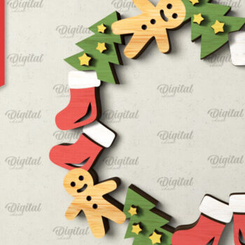 Intra απο ξύλο plywood  Χρώμα wenge 3mm-4mm πάχος - Χριστουγεννιάτικο στεφάνι πόρτας πινακίδα Δίασταση 15x15 cm INTRAFABR-30069231 - Image 1