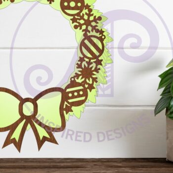 Intra απο ξύλο plywood  Χρώμα wenge 3mm-4mm πάχος - Χριστουγεννιάτικο στεφάνι δύο επιπέδων τέχνης τοίχου Δίασταση 40x50 cm INTRAFABR-18348110 - Image 1