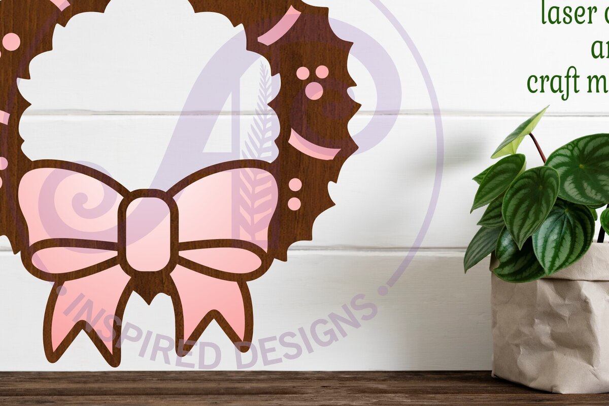 Intra απο ξύλο plywood  Χρώμα wenge 3mm-4mm πάχος - Χριστουγεννιάτικο στεφάνι τοίχου, Δίασταση 40x50 cm INTRAFABR-35001749