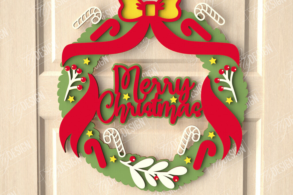 Intra απο ξύλο plywood  Χρώμα wenge 3mm-4mm πάχος - Χριστουγεννιάτικο στεφάνι|Διακόσμηση βεράντας|Στεφάνι πόρτας Δίασταση 15x15 cm INTRAFABR-52455265