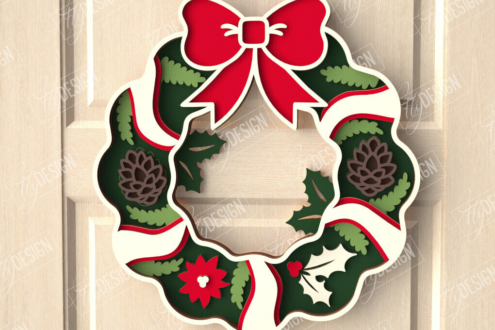 Intra απο ξύλο plywood  Χρώμα wenge 3mm-4mm πάχος - Χριστουγεννιάτικο στεφάνι|Διακόσμηση βεράντας|Στεφάνι πόρτας Δίασταση 15x15 cm INTRAFABR-52455358