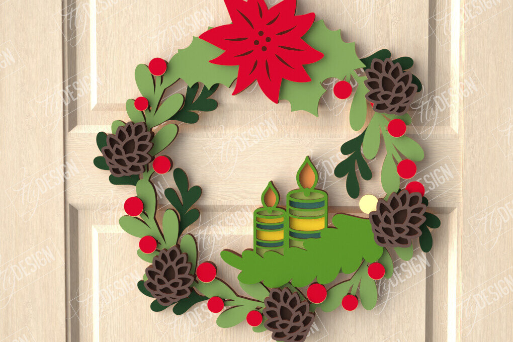 Intra απο ξύλο plywood  Χρώμα wenge 3mm-4mm πάχος - Χριστουγεννιάτικο στεφάνι|Διακόσμηση βεράντας|Στεφάνι πόρτας Δίασταση 15x15 cm INTRAFABR-52455556