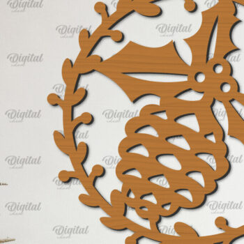 Intra απο ξύλο plywood  Χρώμα wenge 3mm-4mm πάχος - Χριστουγεννιάτικα στεφάνια κομμένα με λέιζερ Δίασταση 15x15 cm INTRAFABR-35001743 - Image 3