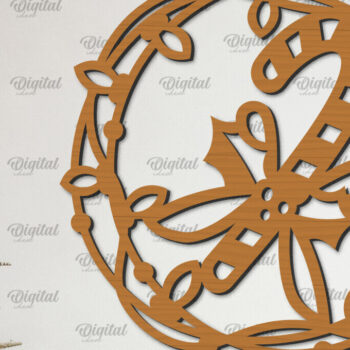 Intra απο ξύλο plywood  Χρώμα wenge 3mm-4mm πάχος - Χριστουγεννιάτικα στεφάνια κομμένα με λέιζερ Δίασταση 15x15 cm INTRAFABR-35001743 - Image 4