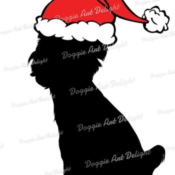 Intra απο ξύλο plywood  Χρώμα wenge 3mm-4mm πάχος - Χριστουγεννιάτικο σκυλί Yorkie στο Santa Hat Δίασταση 15x15 cm INTRAFABR-52455677 - Image 2