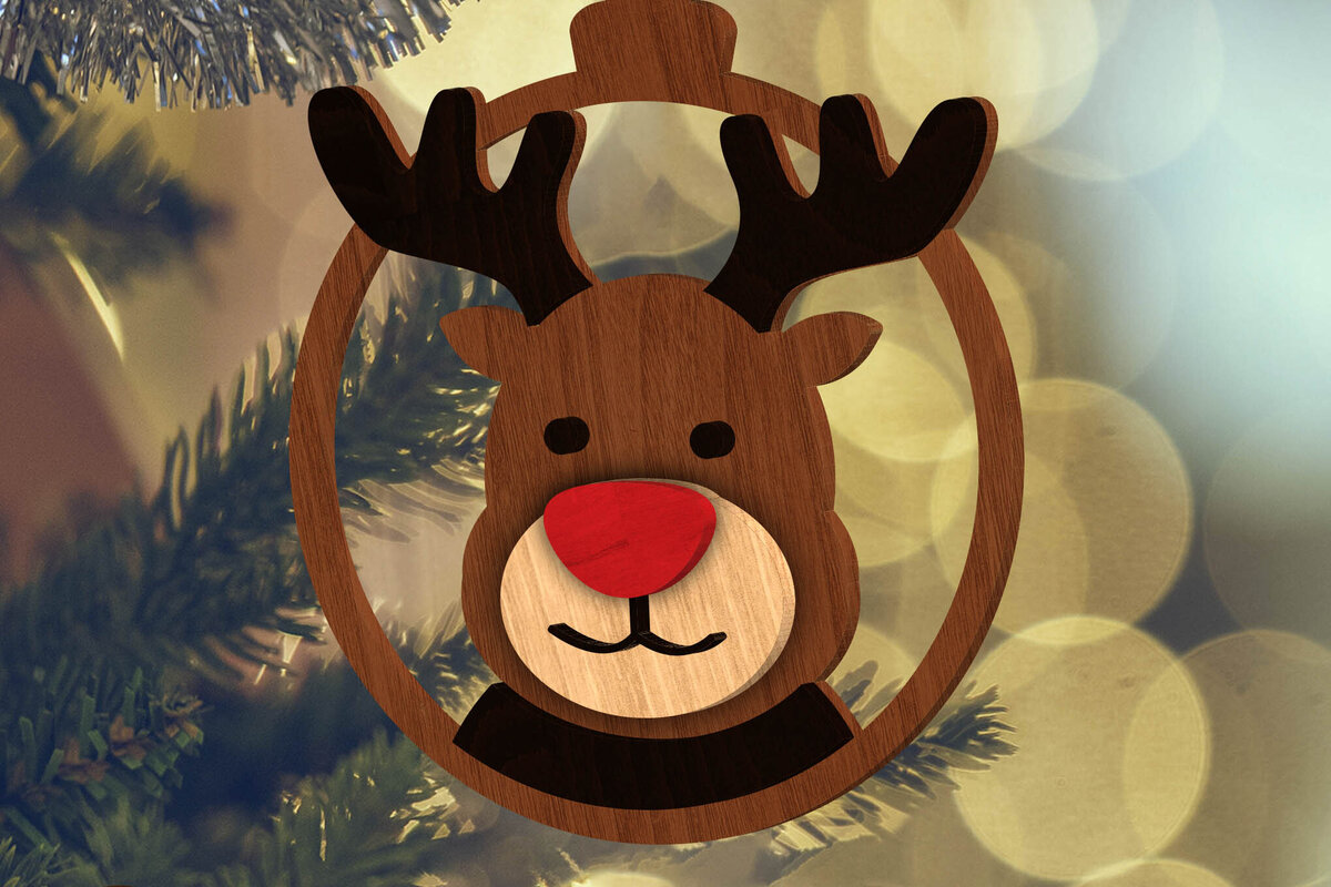 Intra απο ξύλο plywood  Χρώμα wenge 3mm-4mm πάχος - Χριστουγεννιάτικο Παιχνίδι Ελαφιών, Διακόσμηση πολλαπλών στρώσεων Δίασταση 4x4 cm INTRAFABR-52455780