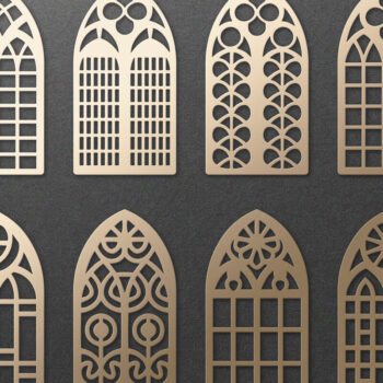 Intra απο ξύλο plywood Χρώμα wenge 3mm-4mm πάχος - Πακέτο γοτθικού παραθύρου Church Arch Δίασταση 30x20 cm INTRAFABR-52456190 - Image 3