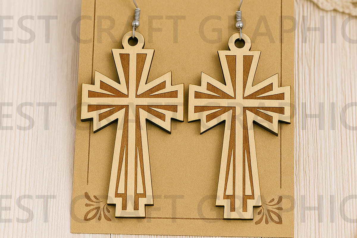 Intra απο ξύλο plywood  Χρώμα wenge 3mm-4mm πάχος - Εκκλησιαστικά Σκουλαρίκια – Χρόνος Λατρείας Δίασταση 3x3 cm INTRAFABR-52456245