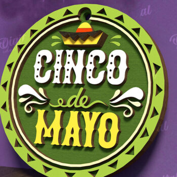 Intra απο ξύλο plywood  Χρώμα wenge 3mm-4mm πάχος - Cinco De Mayo Στρογγυλή πινακίδα κοπής με λέιζερ Δίασταση 30x20 cm INTRAFABR-102001334 - Image 1
