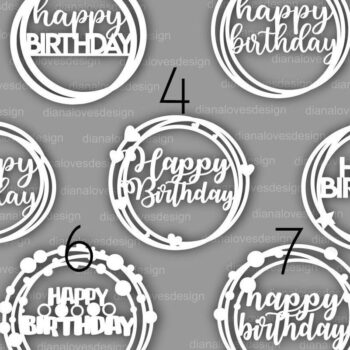 Intra απο ξύλο plywood Χρώμα wenge 3mm-4mm πάχος - Circle Happy Birthday Cake Topper Δίασταση 20x20 cm INTRAFABR-18042927 - Image 3