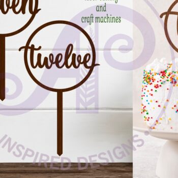 Intra απο ξύλο plywood  Χρώμα wenge 3mm-4mm πάχος - Circle Number Cake Topper 10 11 12 Δίασταση 30x20 cm INTRAFABR-96841631 - Image 1