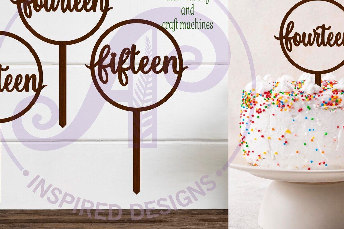 Intra απο ξύλο plywood  Χρώμα wenge 3mm-4mm πάχος - Circle Number Cake Topper 13 14 15 Δίασταση 30x20 cm INTRAFABR-96841633