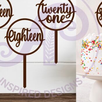 Intra απο ξύλο plywood  Χρώμα wenge 3mm-4mm πάχος - Circle Number Cake Toppers 16 17 18 21 Δίασταση 30x20 cm INTRAFABR-96841650 - Image 1