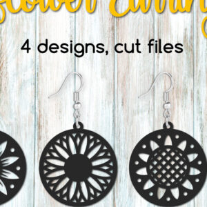 Intra απο ξύλο plywood  Χρώμα wenge 3mm-4mm πάχος - Κύκλος Σκουλαρίκια ηλίανθου Cut Files Δίασταση 3x3 cm INTRAFABR-96841256