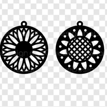 Intra απο ξύλο plywood Χρώμα wenge 3mm-4mm πάχος - Κύκλος Σκουλαρίκια ηλίανθου Cut Files Δίασταση 3x3 cm INTRAFABR-96841256 - Image 2