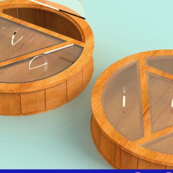 Intra απο ξύλο plywood Χρώμα wenge 3mm-4mm πάχος - Κυκλικό κιβώτιο παξιμαδιών Δίασταση 30x20 cm INTRAFABR-58213202 - Image 2