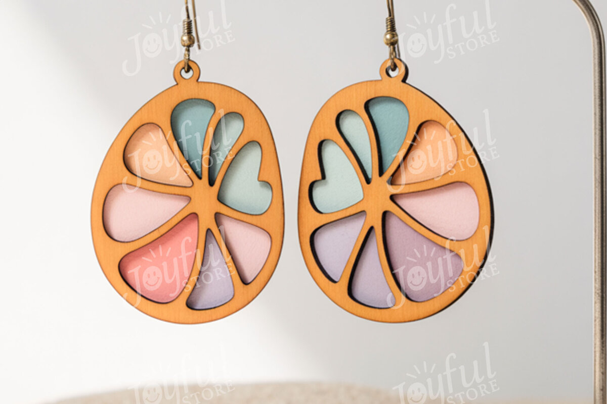 Intra απο ξύλο plywood  Χρώμα wenge 3mm-4mm πάχος - Σκουλαρίκια Citrus Slice Δίασταση 3x3 cm INTRAFABR-75243429