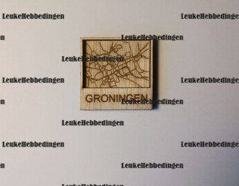 Intra απο ξύλο plywood  Χρώμα wenge 3mm-4mm πάχος - Χάρτης πόλης Groningen Κάτοψη για λέιζερ Δίασταση 30x30 cm INTRAFABR-97299636 - Image 1