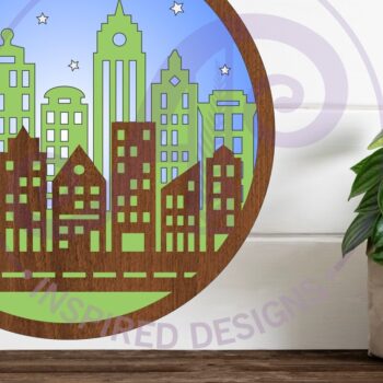 Intra απο ξύλο plywood  Χρώμα wenge 3mm-4mm πάχος - Πινακίδα τέχνης τοίχου με στρώσεις σκηνής πόλης, Δίασταση 40x50 cm INTRAFABR-97299909 - Image 1