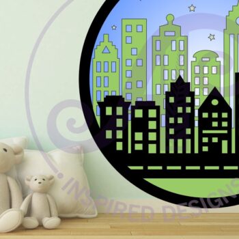 Intra απο ξύλο plywood  Χρώμα wenge 3mm-4mm πάχος - Πινακίδα τέχνης τοίχου με στρώσεις σκηνής πόλης, Δίασταση 40x50 cm INTRAFABR-97299909 - Image 2