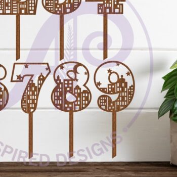 Intra απο ξύλο plywood Χρώμα wenge 3mm-4mm πάχος - City Scene Number Cake Toppers Cut Δίασταση 30x20 cm INTRAFABR-120826853 - Image 1