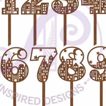 Intra απο ξύλο plywood Χρώμα wenge 3mm-4mm πάχος - City Scene Number Cake Toppers Cut Δίασταση 30x20 cm INTRAFABR-120826853 - Image 3