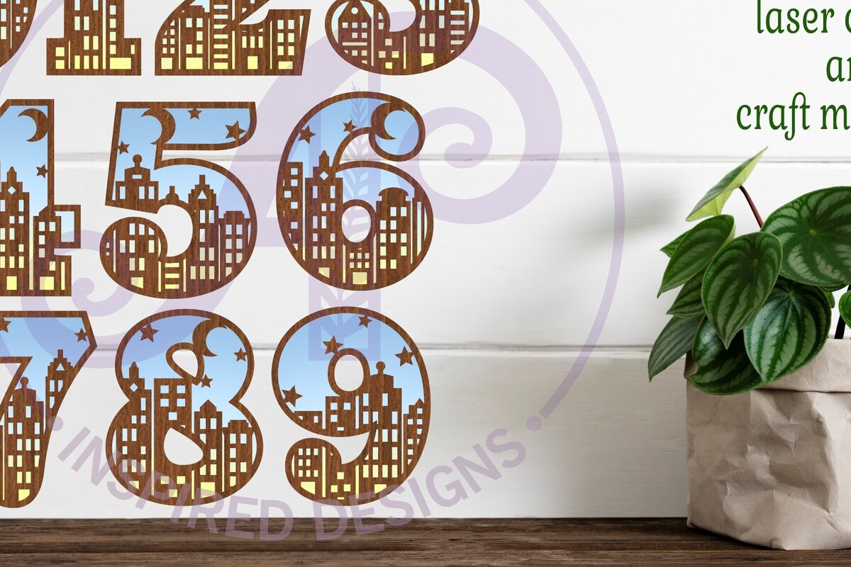 Intra απο ξύλο plywood  Χρώμα wenge 3mm-4mm πάχος - Σκηνή πόλης αριθμός δύο επιπέδων επιγραφή τοίχου Δίασταση 30x20 cm INTRAFABR-32703448