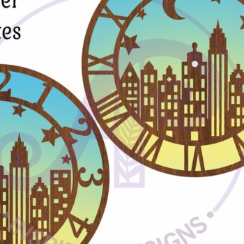 Intra απο ξύλο plywood  Χρώμα wenge 3mm-4mm πάχος - Πρότυπο κοπής λέιζερ ρολογιού τοίχου σκηνής πόλης Δίασταση 30x20 cm INTRAFABR-120826857 - Image 3