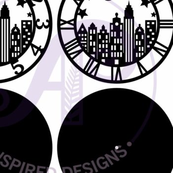 Intra απο ξύλο plywood  Χρώμα wenge 3mm-4mm πάχος - Πρότυπο κοπής λέιζερ ρολογιού τοίχου σκηνής πόλης Δίασταση 30x20 cm INTRAFABR-120826857 - Image 4