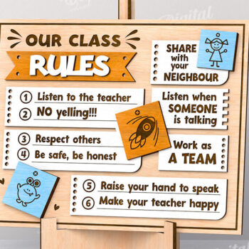 Intra απο ξύλο plywood  Χρώμα wenge 3mm-4mm πάχος - Κανόνες τάξης LaserCut. Πλακέτα αστείων κανόνων Δίασταση 30x20 cm INTRAFABR-57961535 - Image 1