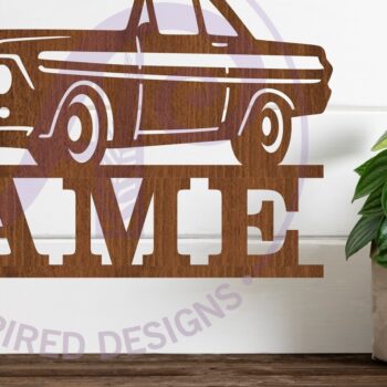 Intra απο ξύλο plywood  Χρώμα wenge 3mm-4mm πάχος - Classic Car Name Design Sign 1 Laser Δίασταση 30x20 cm INTRAFABR-86212881 - Image 1