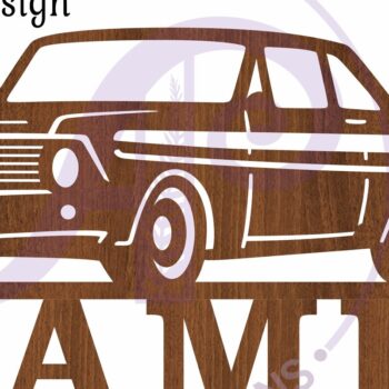Intra απο ξύλο plywood  Χρώμα wenge 3mm-4mm πάχος - Classic Car Name Design Sign 1 Laser Δίασταση 30x20 cm INTRAFABR-86212881 - Image 3